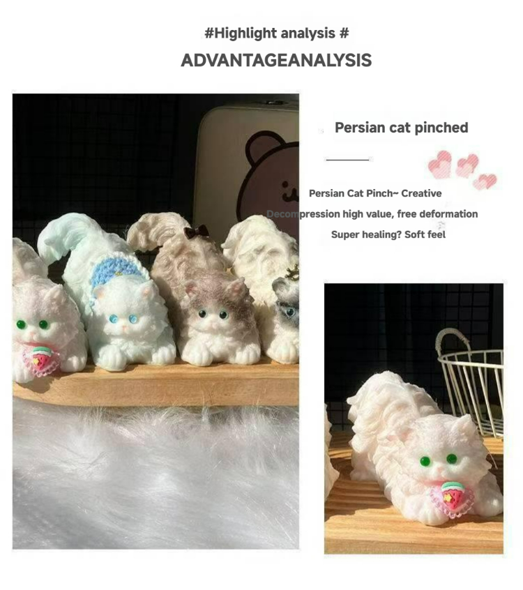 Persian Cat Squishy Toy – Ultra Soft, Kawaii Decompression Plush