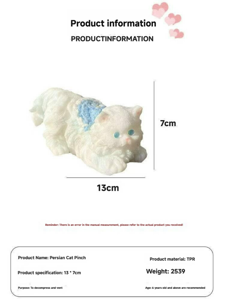 Persian Cat Squishy Toy – Ultra Soft, Kawaii Decompression Plush